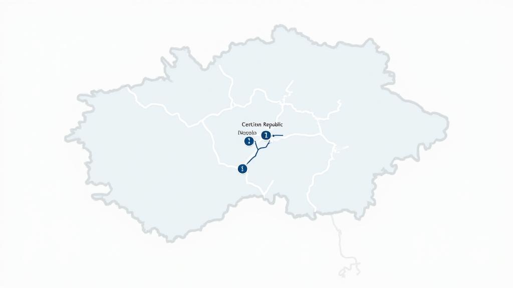 Mapa České republiky se zvýrazněnými zpoplatněnými dálnicemi
